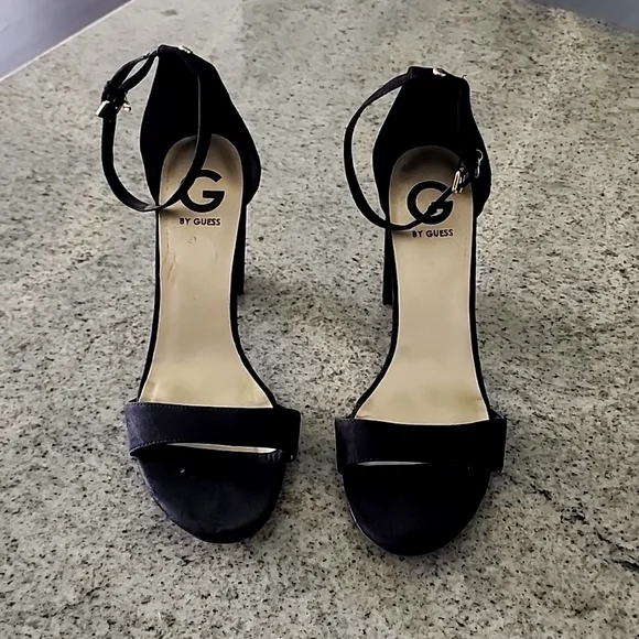 G by Guess Shoes Black G By Guess Blocked Heel Strap Heels